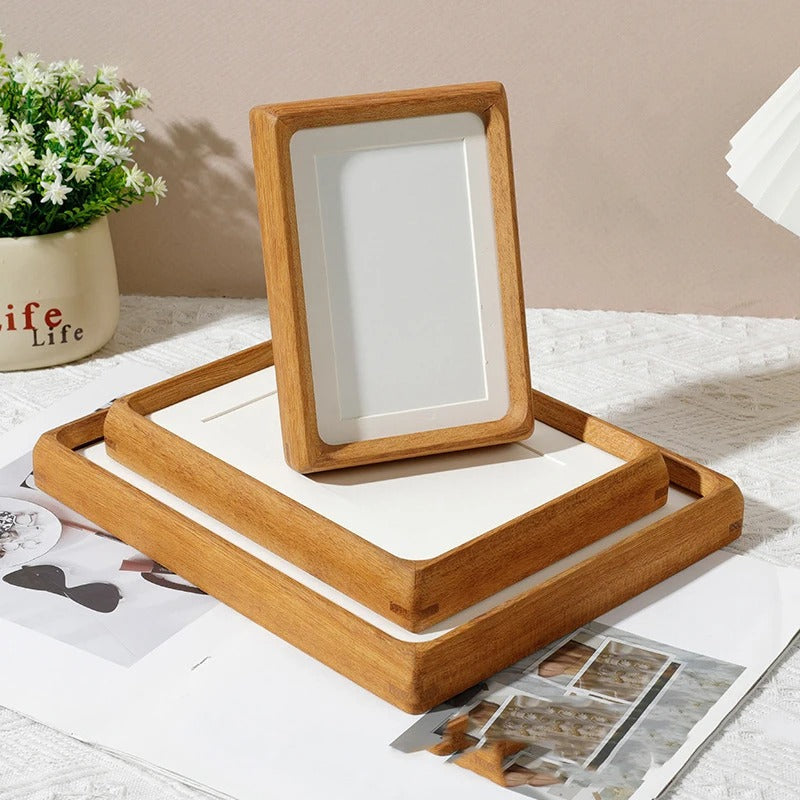 Cadre photo en bois à angles arrondis – à poser ou à suspendre, cinq formats