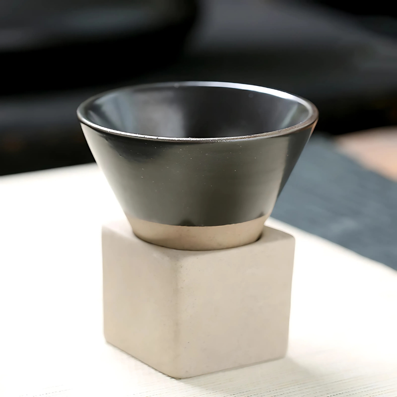 Tasses en céramique sans anse, lot de 2 – émail artisanal
