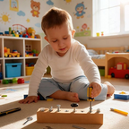 Planche à visser Montessori – hêtre massif, vis variées et outils inclus