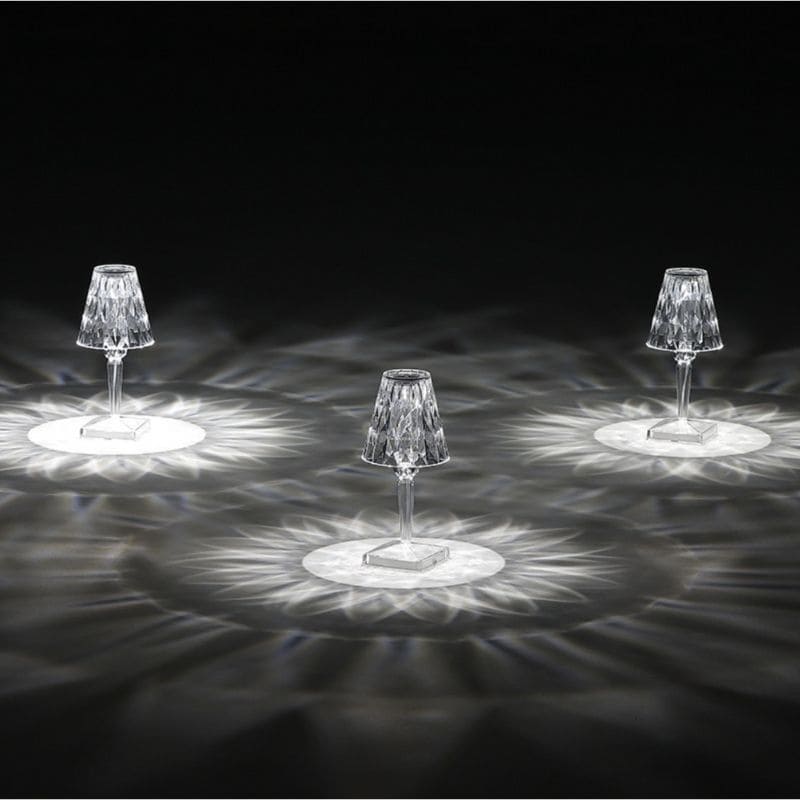 Lampe de table sans fil effet cristal – variateur tactile à trois intensités