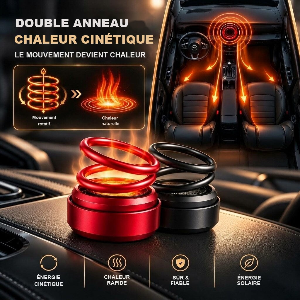 Chauffage voiture solaire – double anneau rotatif, sans câble, compact