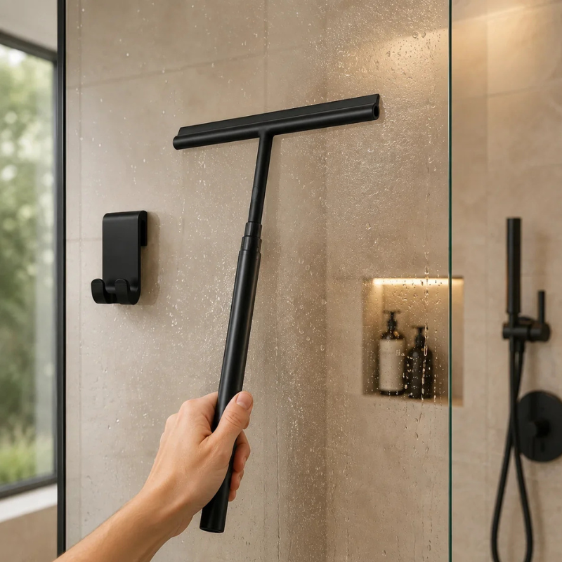 Raclette de sol télescopique – douche et salle de bain, crochet mural inclus