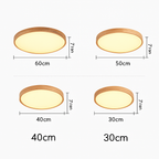 Plafonnier LED en bois – cercle au profil très fin, blanc chaud, blanc froid ou variable