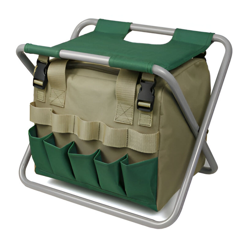 Kit d'outils de jardinage avec tabouret pliant – sac de rangement et six outils à main