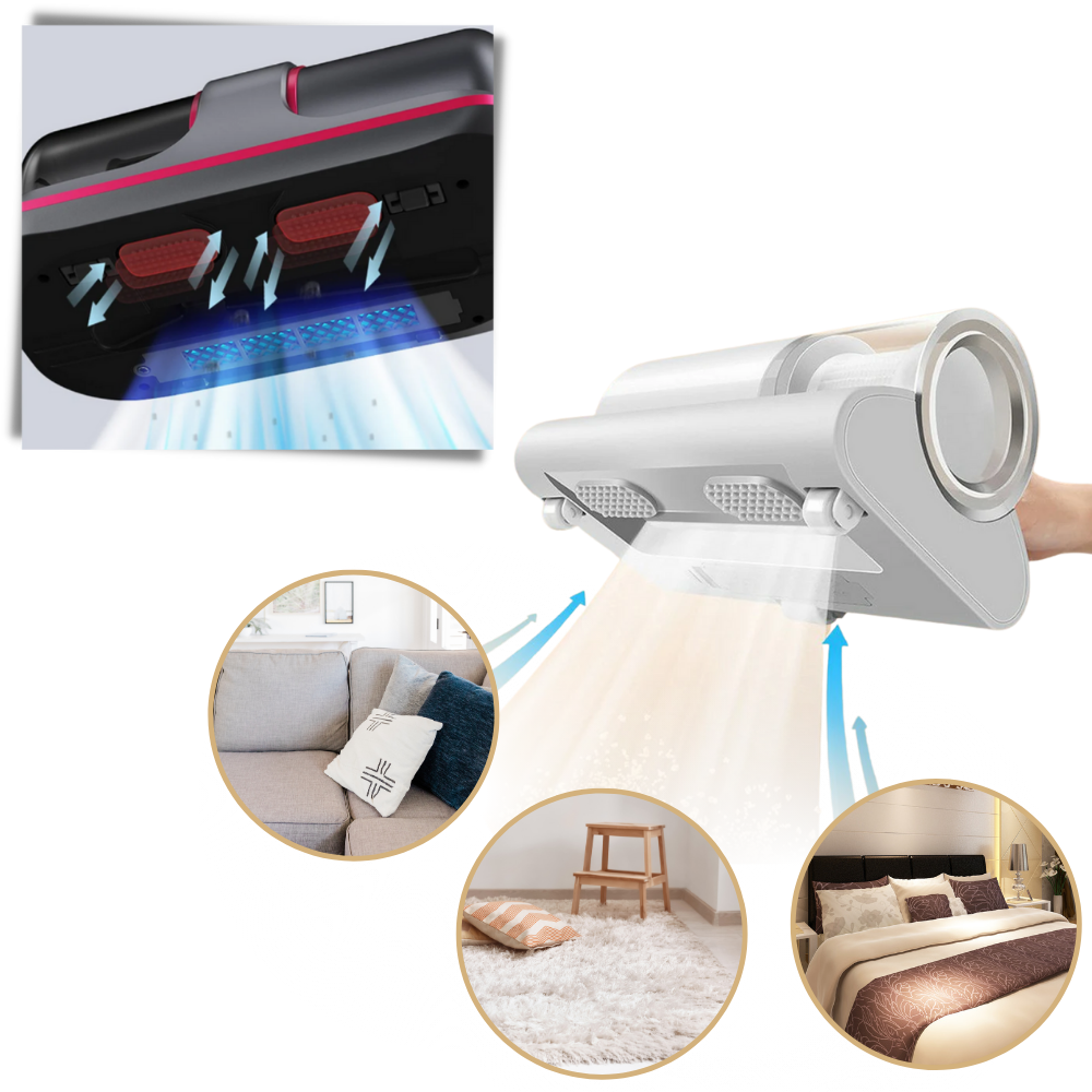 Aspirateur anti-acariens sans fil – lampe UV-C, brosse rotative et tapotement