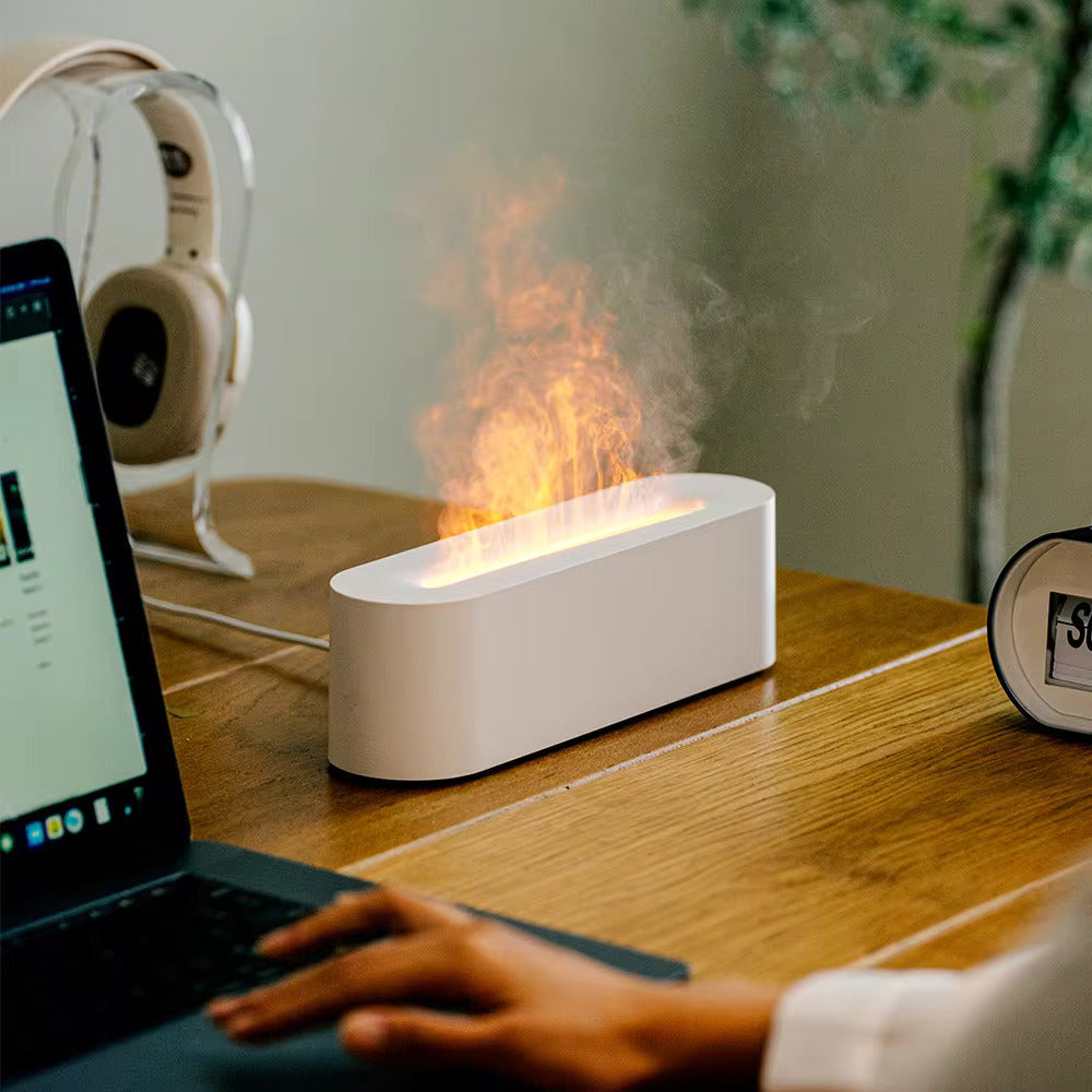 Humidificateur d'air effet flamme – lumière 7 couleurs, USB