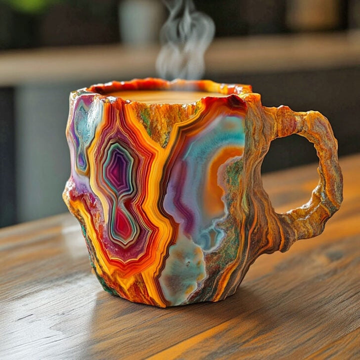 Tasse à café aspect minéral – façonnée à la main, isolante et passe au micro-ondes
