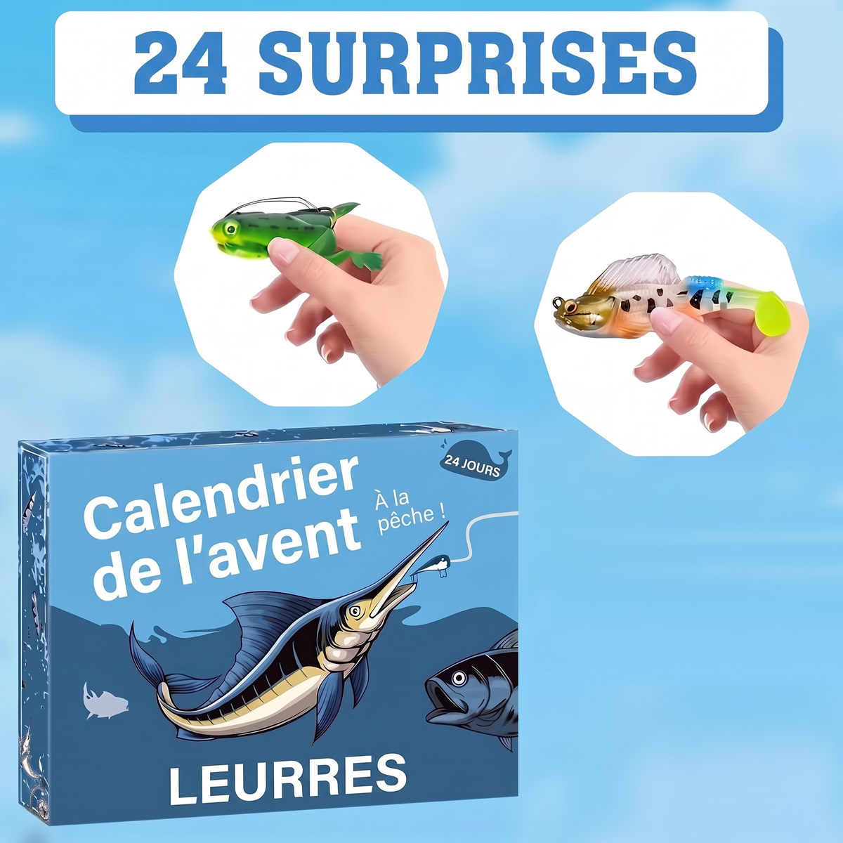 Calendrier de l'avent pêche – 24 leurres pour brochet, perche et truite