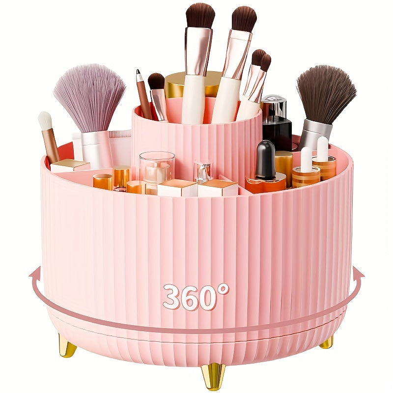 Rangement maquillage rotatif – cinq compartiments et base pivotante