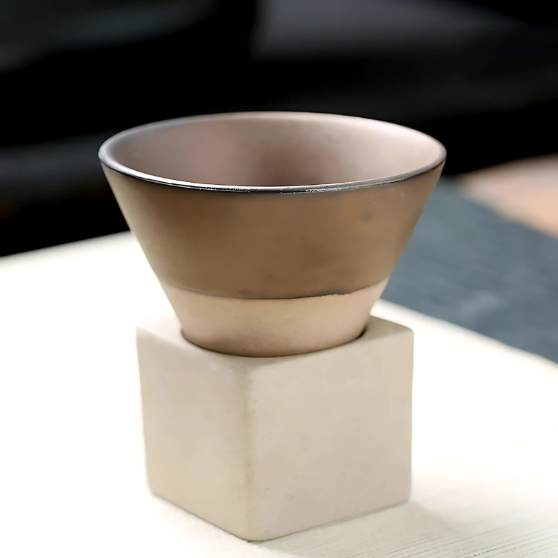 Tasses en céramique sans anse, lot de 2 – émail artisanal