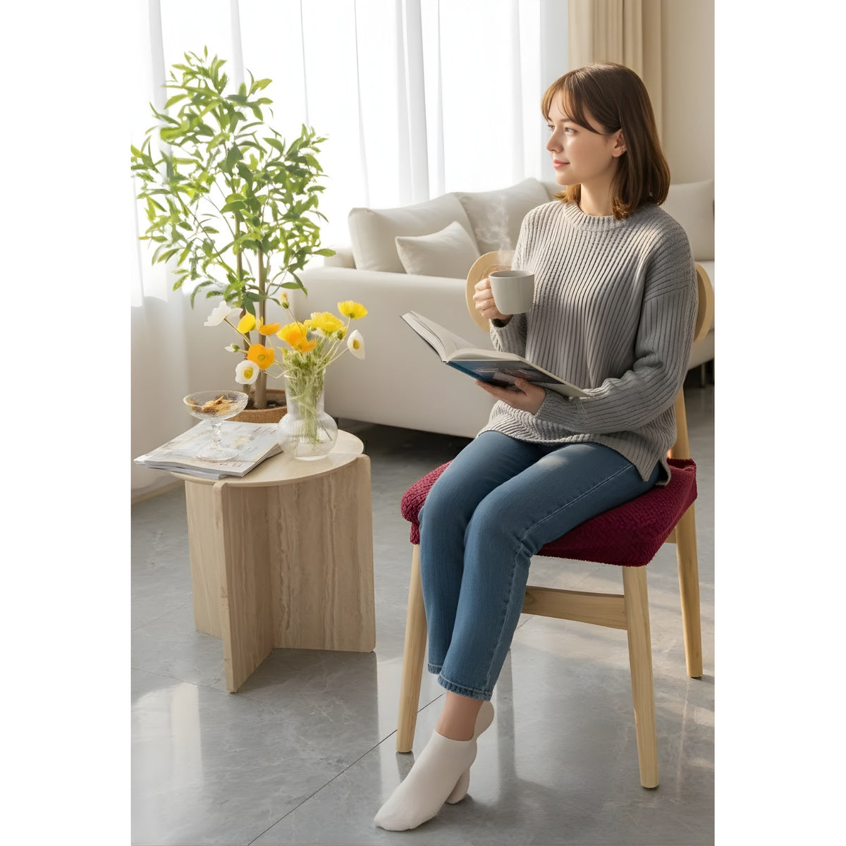 Housse d'assise de chaise extensible – tissu déperlant