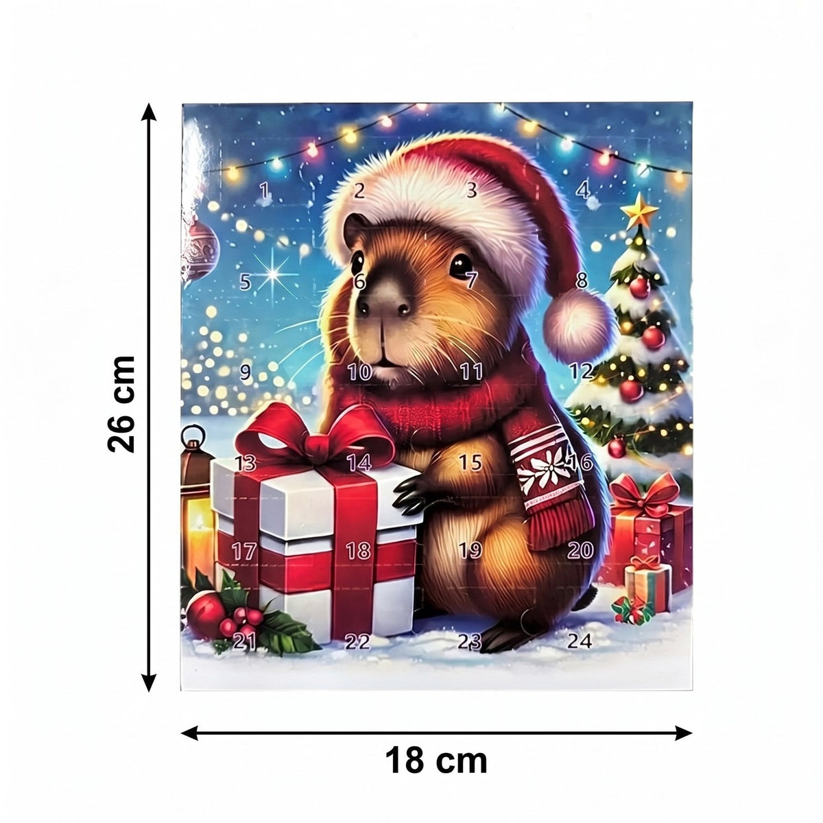 Calendrier de l'avent capybara – 24 figurines en bonnet et écharpe de Noël