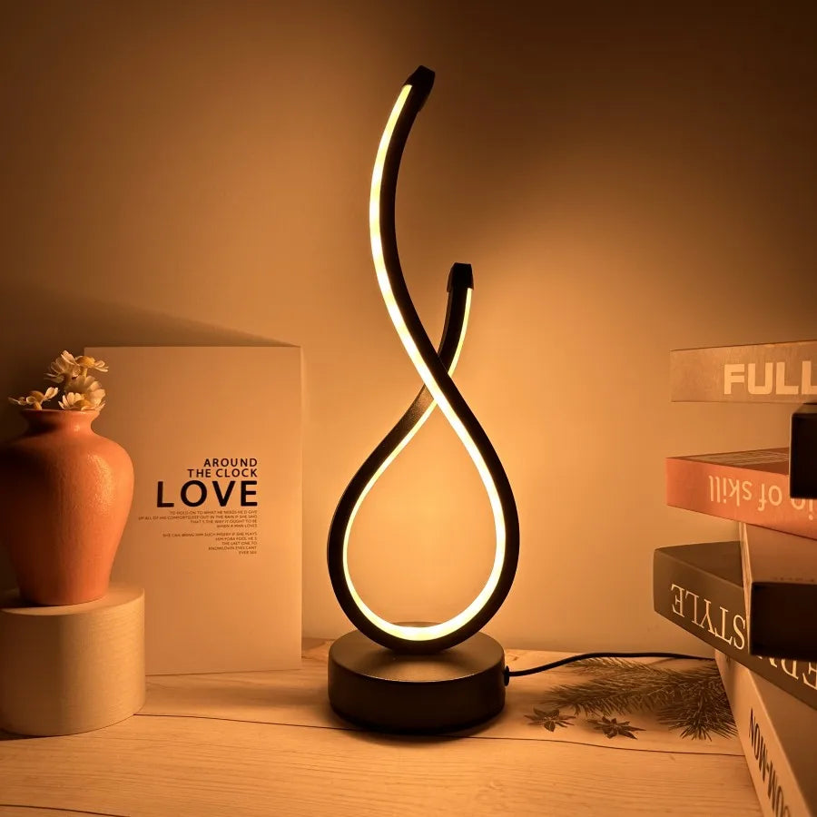 Lampe de chevet LED courbée – trois teintes et intensité réglable
