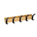 Porte-manteau mural en bois – cinq patères doubles pivotantes