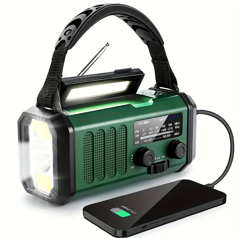 Radio d'urgence à manivelle – batterie 10 000 mAh, lampe et boussole