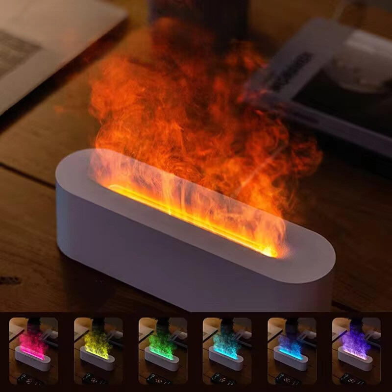 Humidificateur d'air effet flamme – lumière 7 couleurs, USB