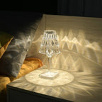 Lampe de table sans fil effet cristal – variateur tactile à trois intensités