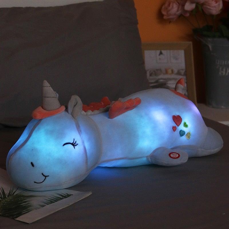 Peluche licorne lumineuse – LED multicolores et rembourrage velours
