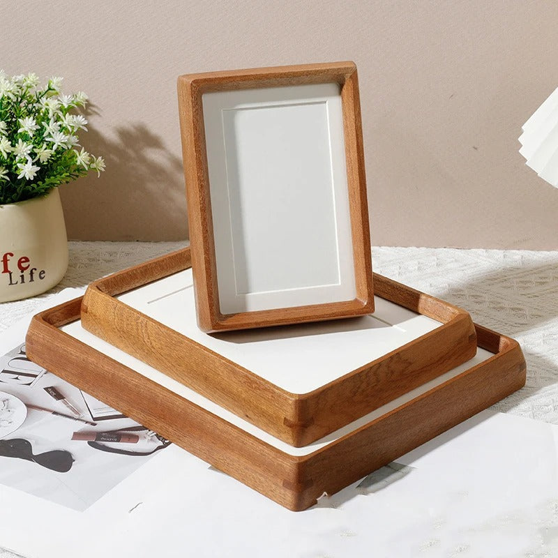 Cadre photo en bois à angles arrondis – à poser ou à suspendre, cinq formats