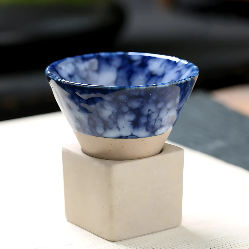 Tasses en céramique sans anse, lot de 2 – émail artisanal