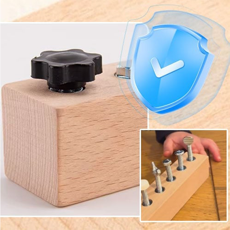 Planche à visser Montessori – hêtre massif, vis variées et outils inclus