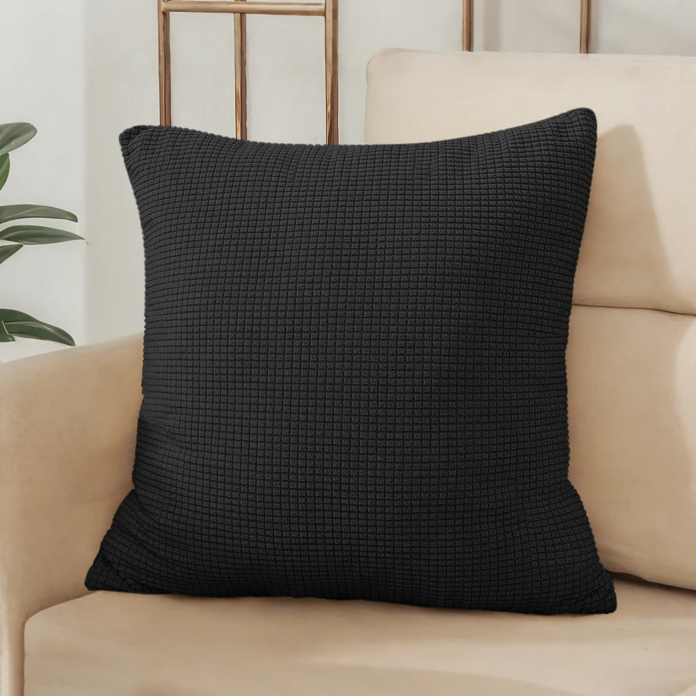 Housse de coussin jacquard gaufrée – relief tissé, fermeture invisible