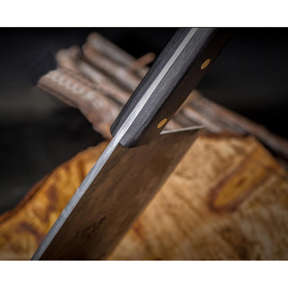 Couteau de chef forgé à la main – lame large et manche en bois