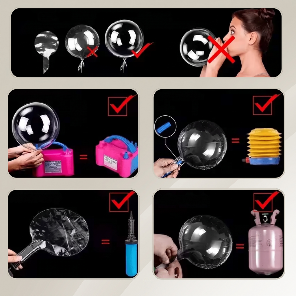 Ballon lumineux à LED transparent – lot de 5 avec guirlande blanc chaud, réutilisable