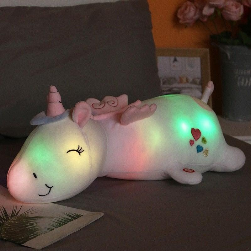 Peluche licorne lumineuse – LED multicolores et rembourrage velours