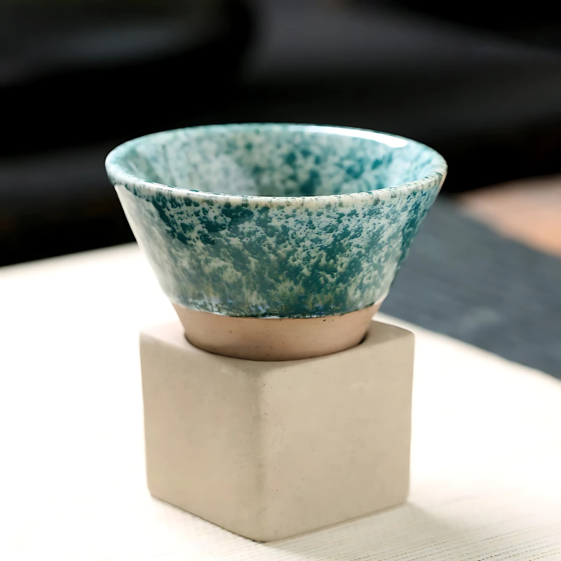 Tasses en céramique sans anse, lot de 2 – émail artisanal