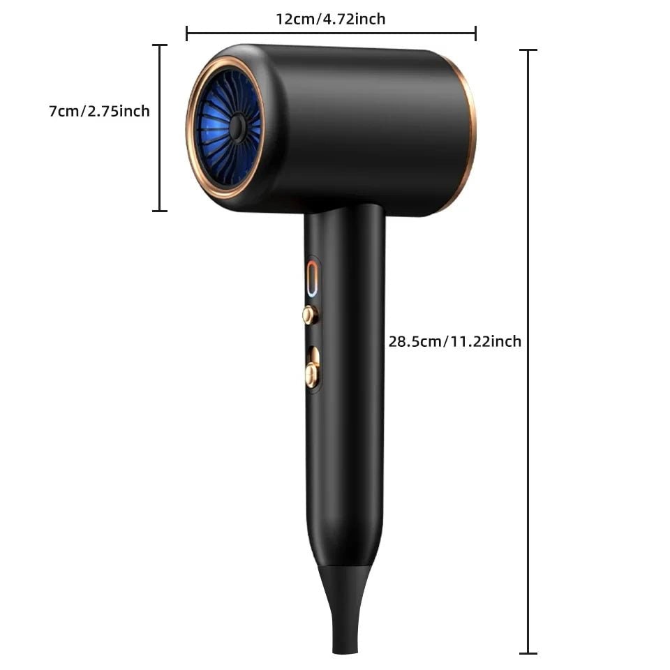 Sèche-cheveux ionique – embout concentrateur, air chaud et froid