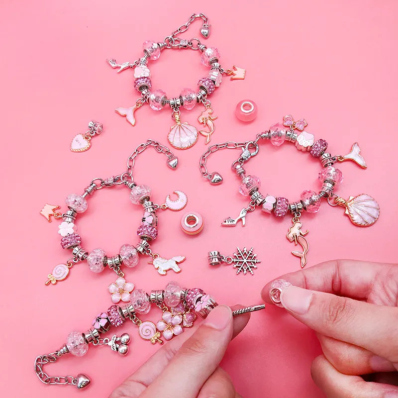 Kit de bracelets à composer – 3 bracelets, 60 perles et breloques, coffret inclus