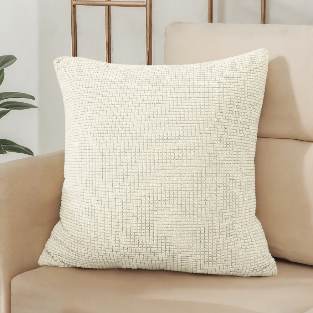 Housse de coussin jacquard gaufrée – relief tissé, fermeture invisible