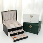 Boîte à bijoux à tiroirs – trois niveaux, intérieur doublé