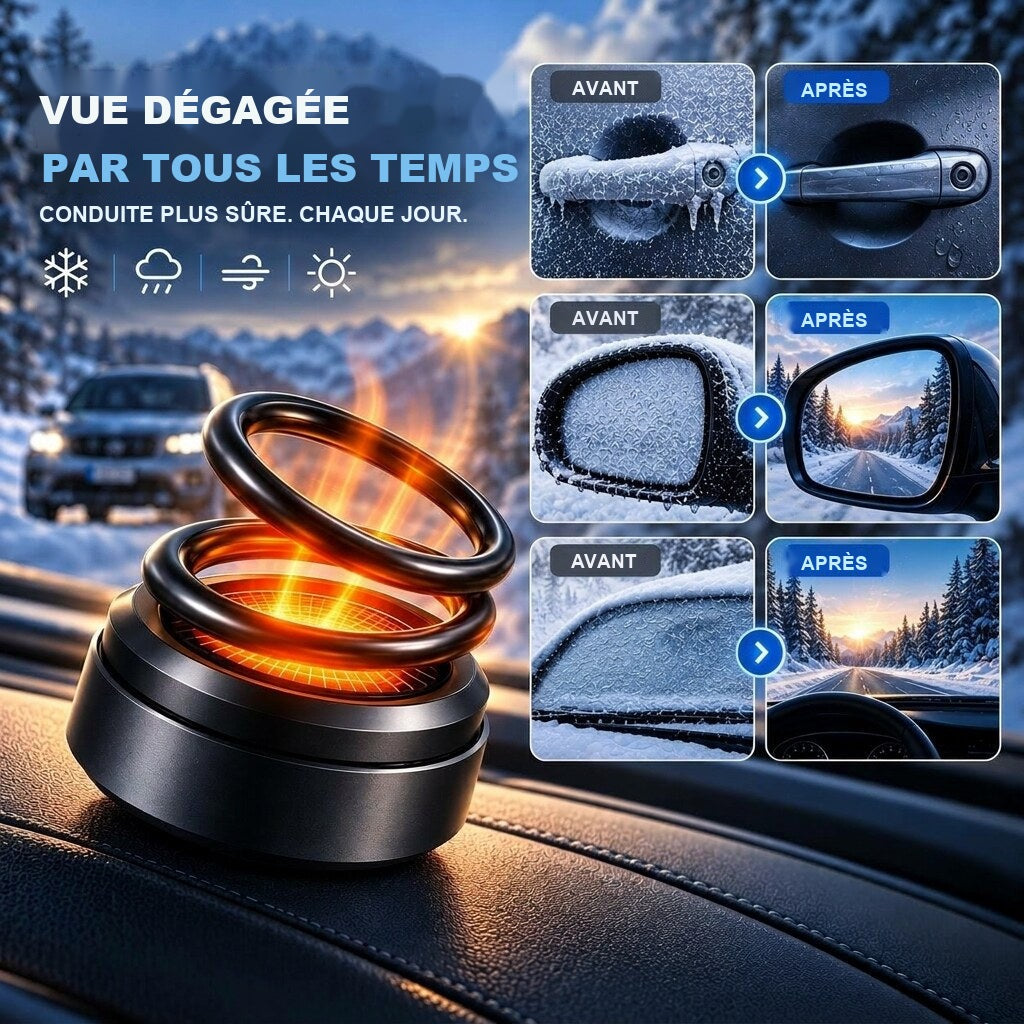 Chauffage voiture solaire – double anneau rotatif, sans câble, compact