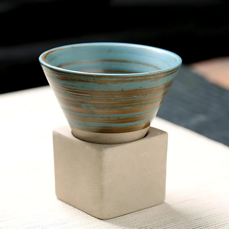 Tasses en céramique sans anse, lot de 2 – émail artisanal