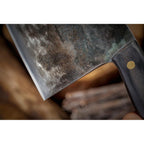 Couteau de chef forgé à la main – lame large et manche en bois