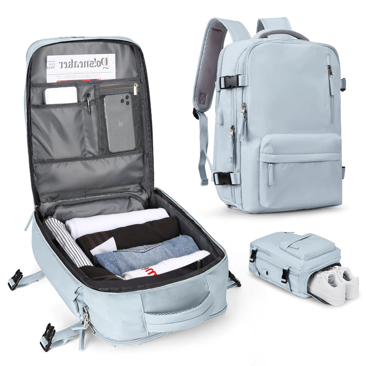Sac à dos de voyage 35 L – compartiment à chaussures et port USB