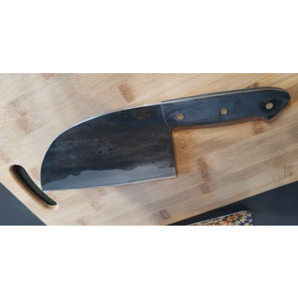 Couteau de chef forgé à la main – lame large et manche en bois