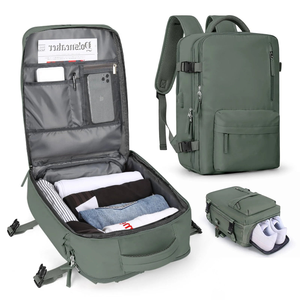 Sac à dos de voyage 35 L – compartiment à chaussures et port USB