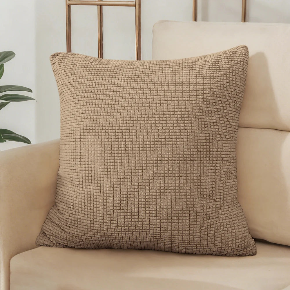 Housse de coussin jacquard gaufrée – relief tissé, fermeture invisible
