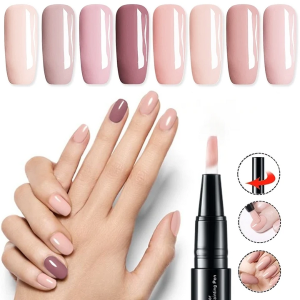 Stylo vernis gel pour nail art – pointe fine, coffret de quatre couleurs