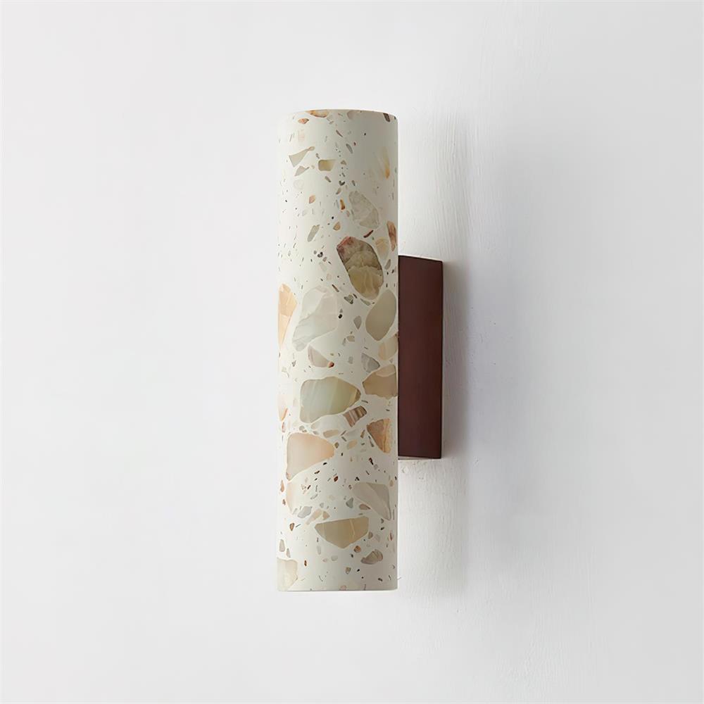 Applique murale cylindrique en terrazzo – éclairage haut et bas