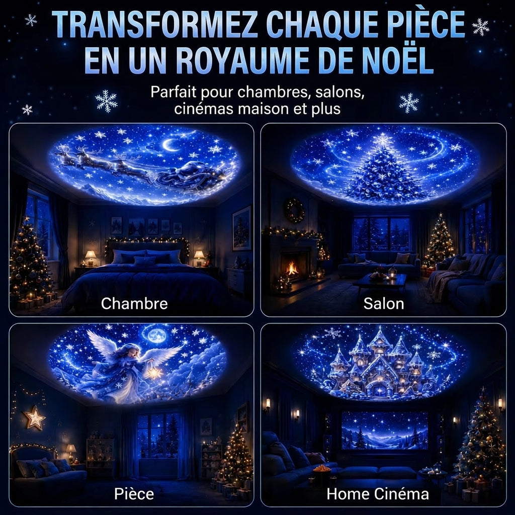 Veilleuse décorée avec projecteur – 8 motifs festifs