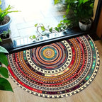 Tapis de porte demi-lune – motif bohème, dessous antidérapant