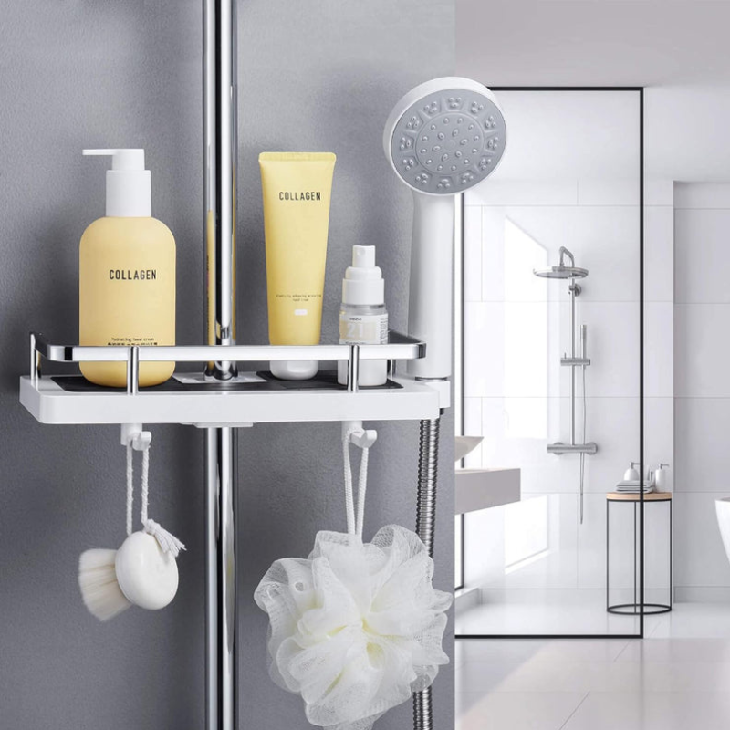 Étagère de douche sans perçage – support réglable pour barre