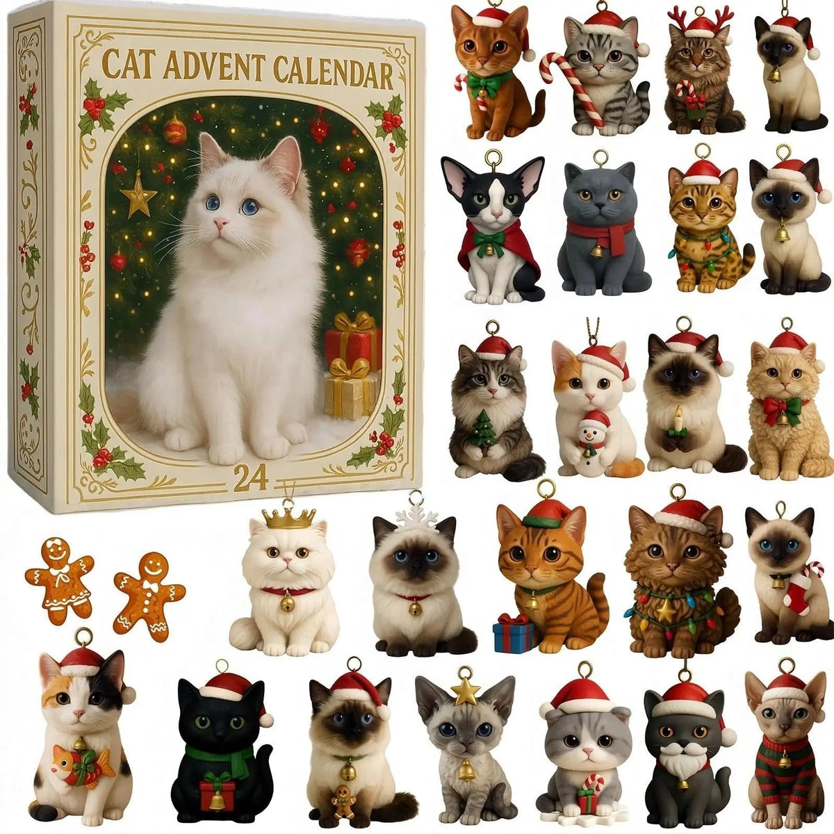 Adventskalender für Katzenliebhaber 2026 – 24 niedliche Kätzchen-Ornamente – Bild 1