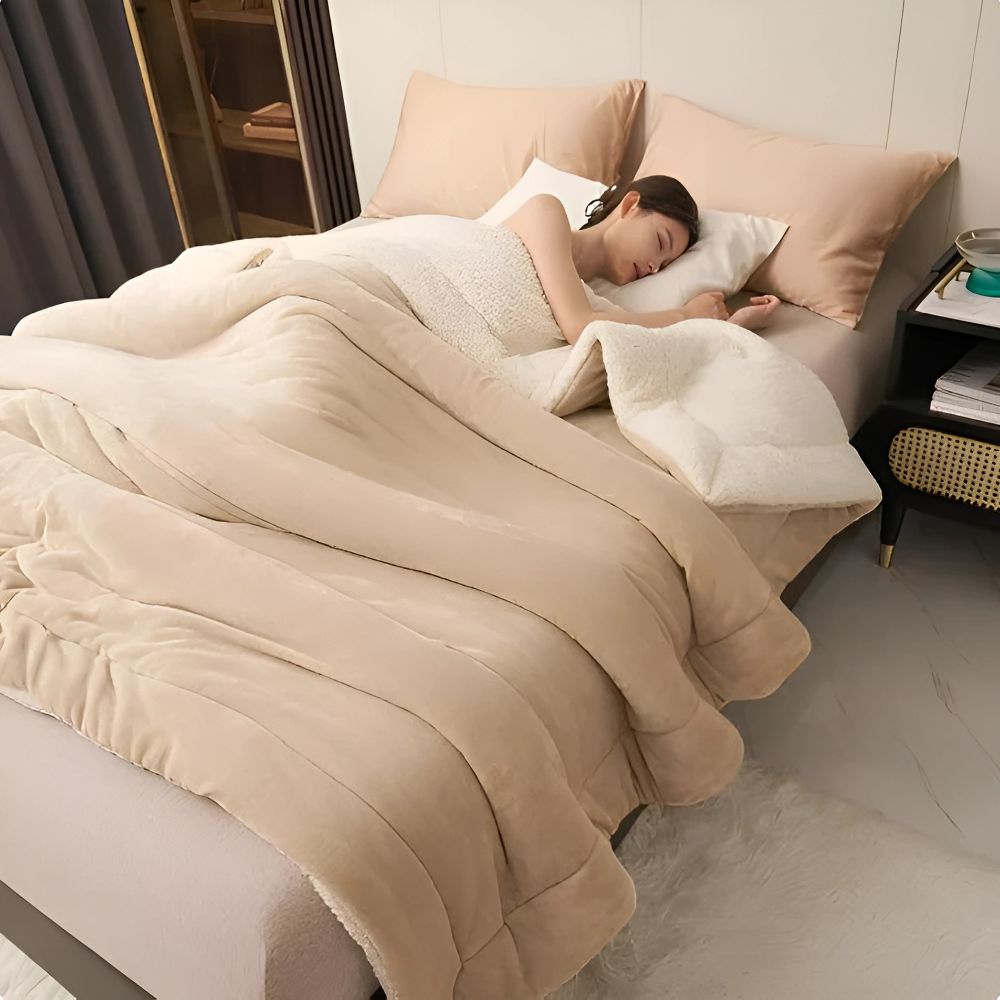 Plaid polaire réversible – flanelle douce et envers sherpa