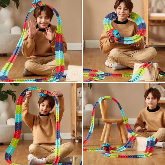 Circuit de voitures flexible avec looping – rails modulables