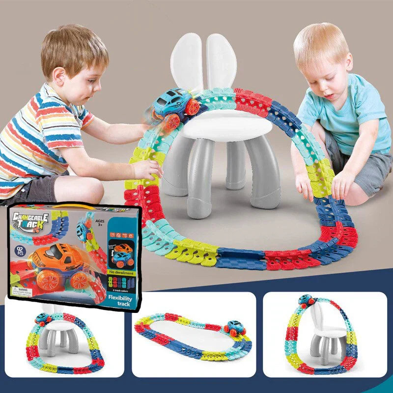 Circuit de voitures flexible avec looping – rails modulables